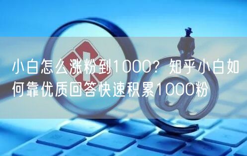 小白怎么涨粉到1000？知乎小白如何靠优