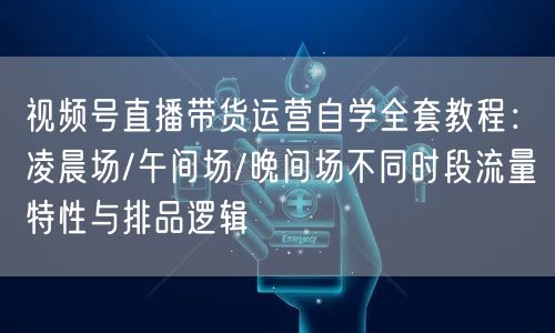视频号直播带货运营自学全套教程：凌晨场/